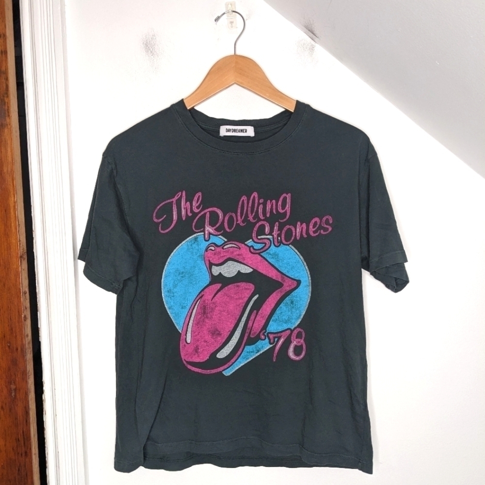 DAYDREAMER Black Rolling Stone '78 Ticket Graphic Band Boyfriend Tee NEW Size XS